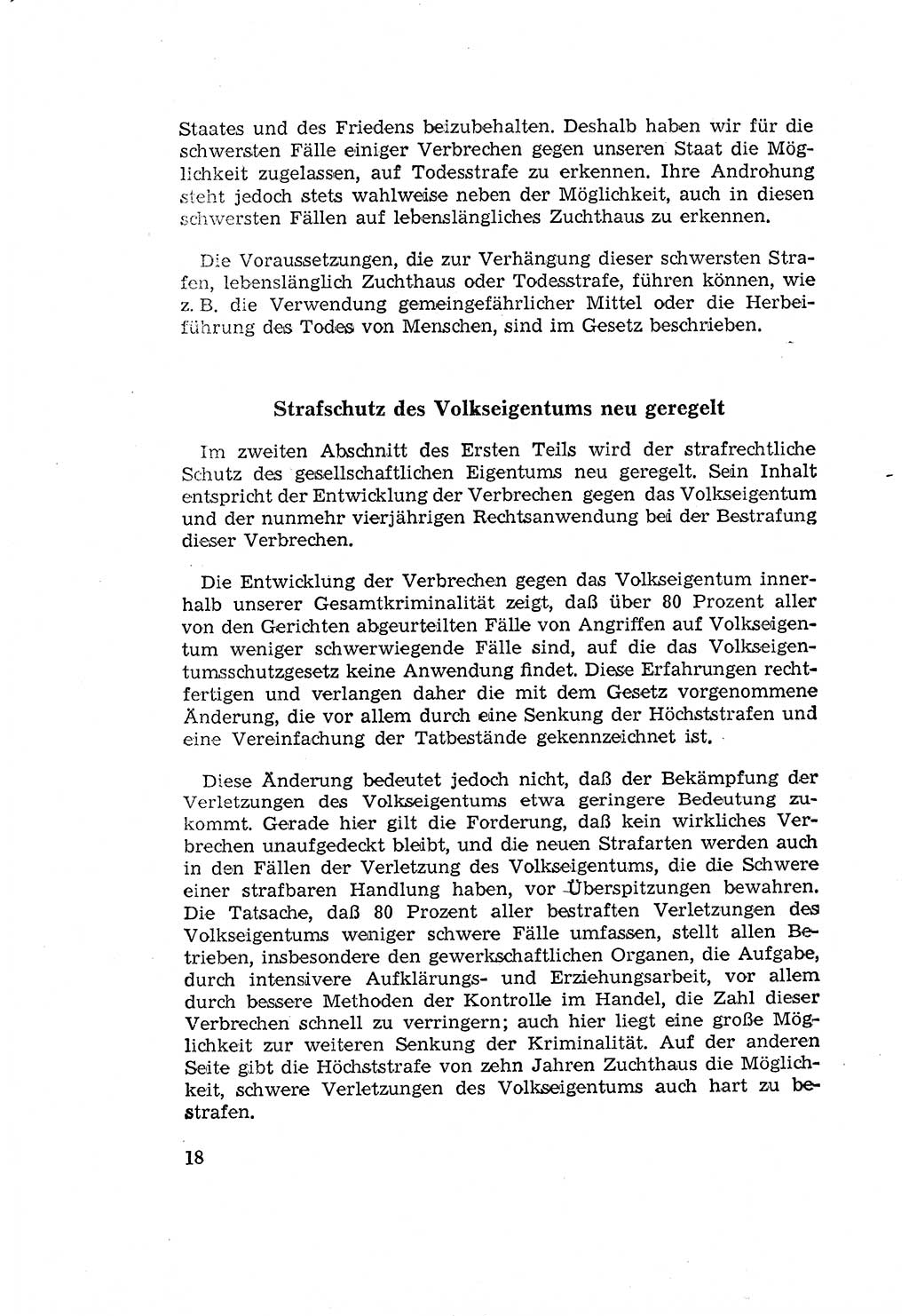Zum Erlaß des Gesetzes zur Ergänzung des Strafgesetzbuches (StGB), Strafergänzungsgesetz (StEG) [Deutsche Demokratische Republik (DDR)] 1957, Seite 18 (StGB StEG DDR 1957, S. 18)
