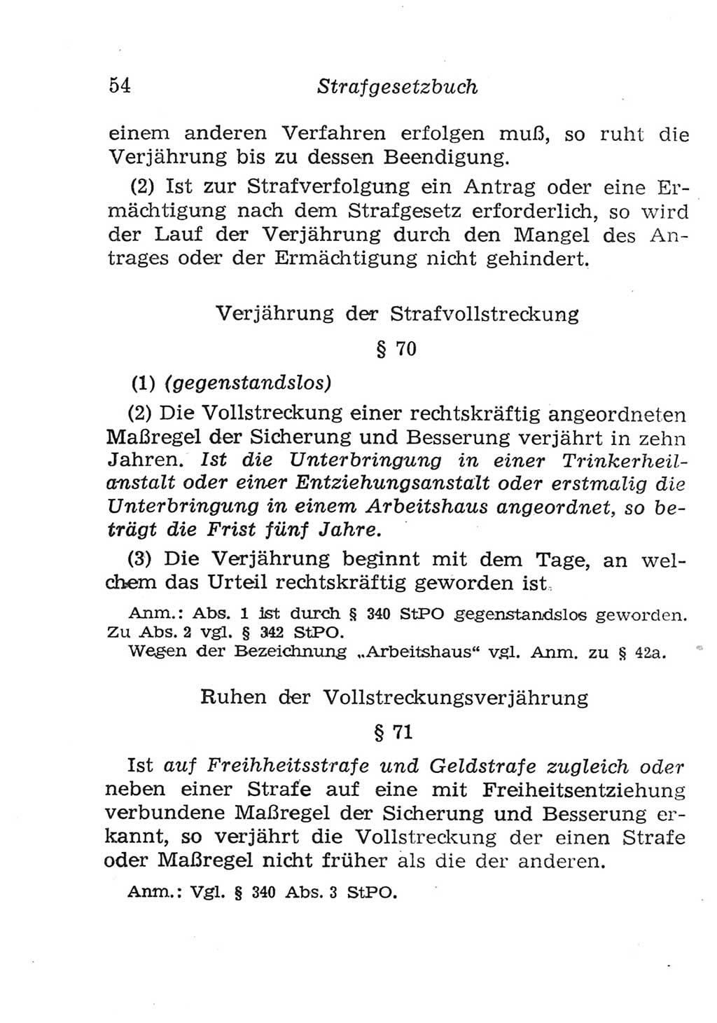 Strafgesetzbuch (StGB) und andere Strafgesetze [Deutsche Demokratische Republik (DDR)] 1957, Seite 54 (StGB Strafges. DDR 1957, S. 54)