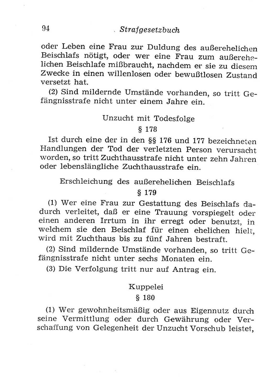 Strafgesetzbuch (StGB) und andere Strafgesetze [Deutsche Demokratische Republik (DDR)] 1957, Seite 94 (StGB Strafges. DDR 1957, S. 94)