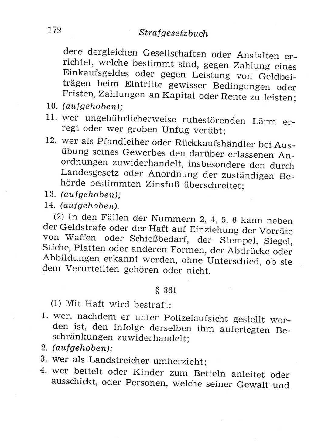 Strafgesetzbuch (StGB) und andere Strafgesetze [Deutsche Demokratische Republik (DDR)] 1957, Seite 172 (StGB Strafges. DDR 1957, S. 172)