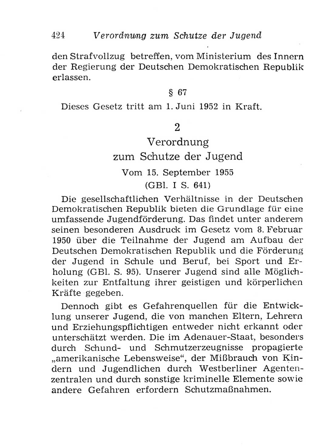 Strafgesetzbuch (StGB) und andere Strafgesetze [Deutsche Demokratische Republik (DDR)] 1957, Seite 424 (StGB Strafges. DDR 1957, S. 424)