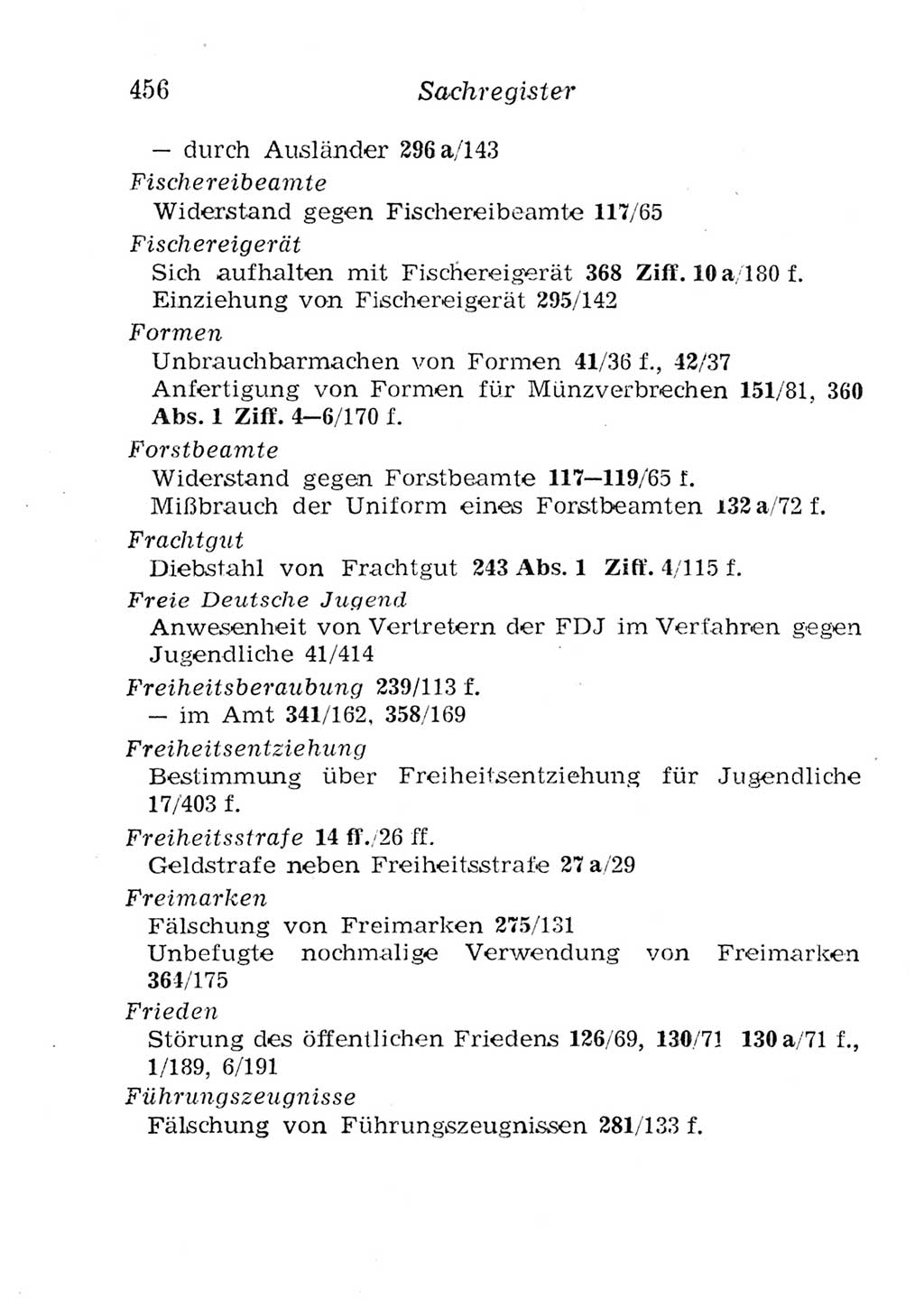 Strafgesetzbuch (StGB) und andere Strafgesetze [Deutsche Demokratische Republik (DDR)] 1957, Seite 456 (StGB Strafges. DDR 1957, S. 456)