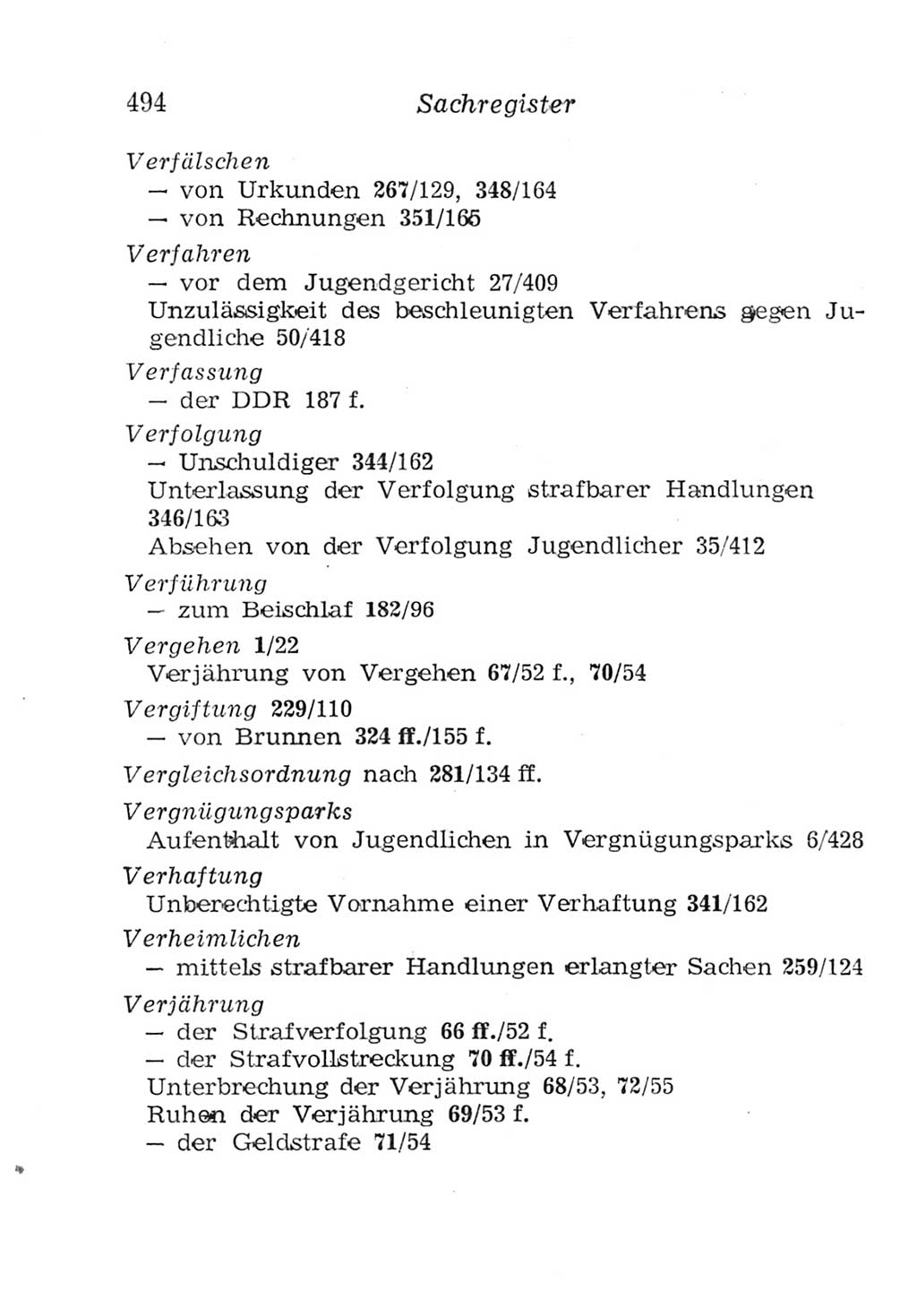 Strafgesetzbuch (StGB) und andere Strafgesetze [Deutsche Demokratische Republik (DDR)] 1957, Seite 494 (StGB Strafges. DDR 1957, S. 494)