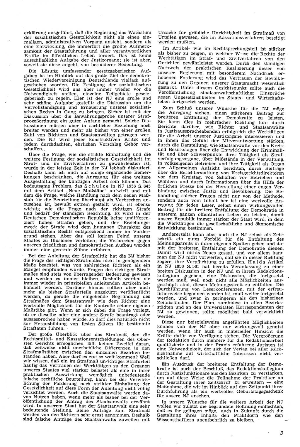 Neue Justiz (NJ), Zeitschrift für Recht und Rechtswissenschaft [Deutsche Demokratische Republik (DDR)], 11. Jahrgang 1957, Seite 3 (NJ DDR 1957, S. 3)