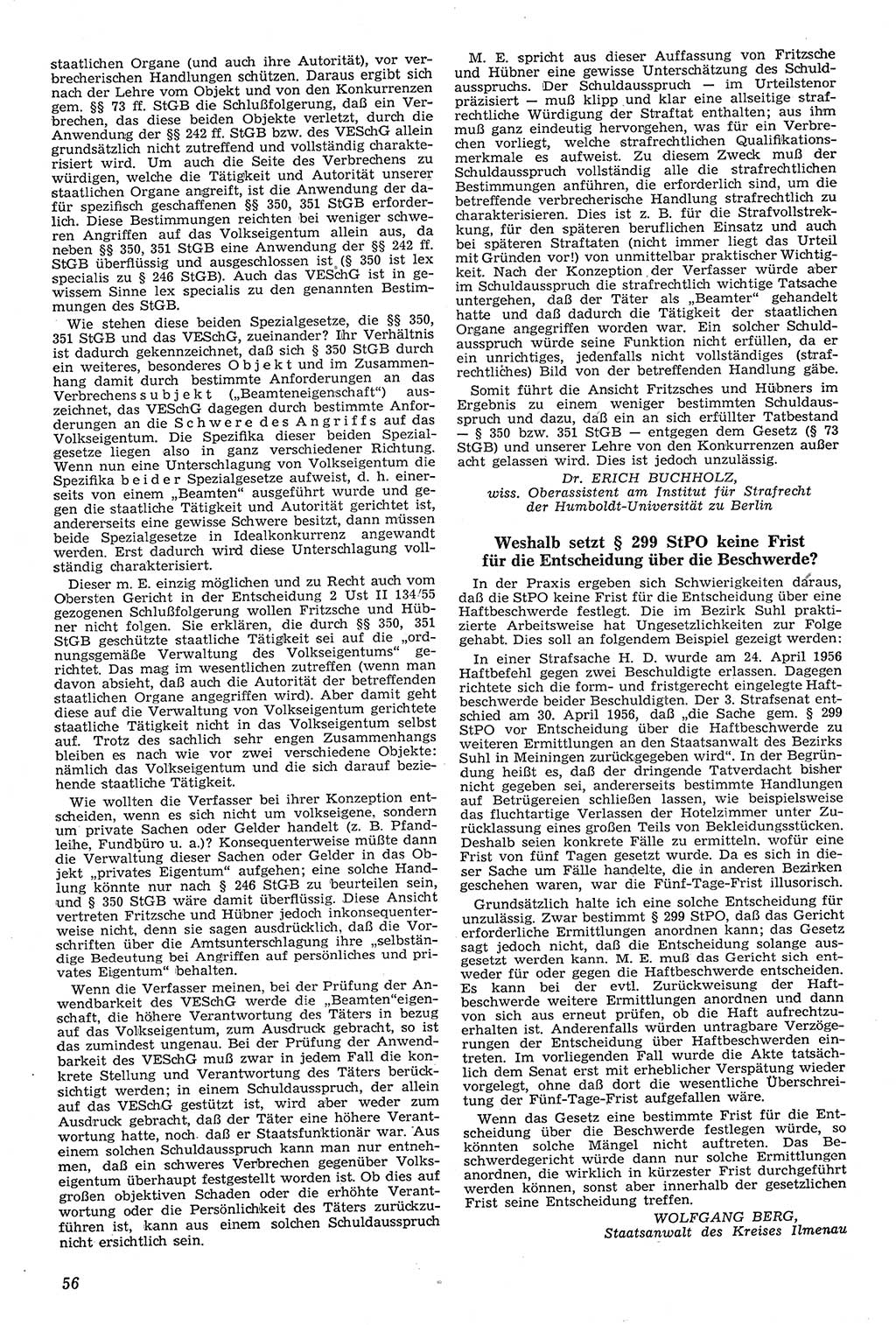 Neue Justiz (NJ), Zeitschrift für Recht und Rechtswissenschaft [Deutsche Demokratische Republik (DDR)], 11. Jahrgang 1957, Seite 56 (NJ DDR 1957, S. 56)