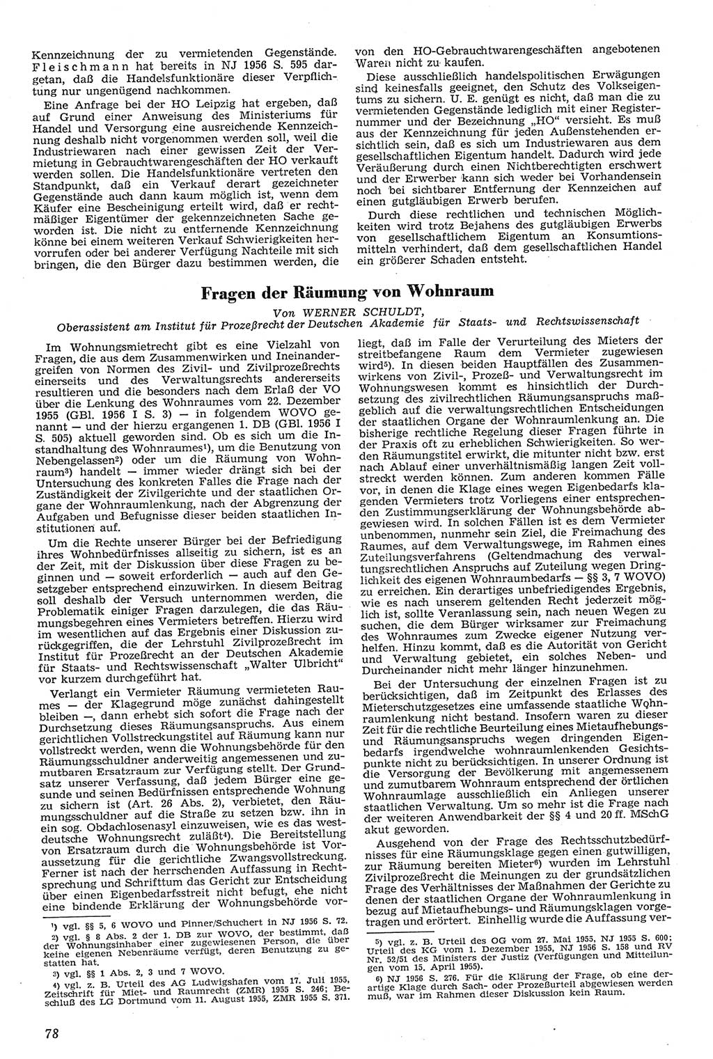 Neue Justiz (NJ), Zeitschrift für Recht und Rechtswissenschaft [Deutsche Demokratische Republik (DDR)], 11. Jahrgang 1957, Seite 78 (NJ DDR 1957, S. 78)