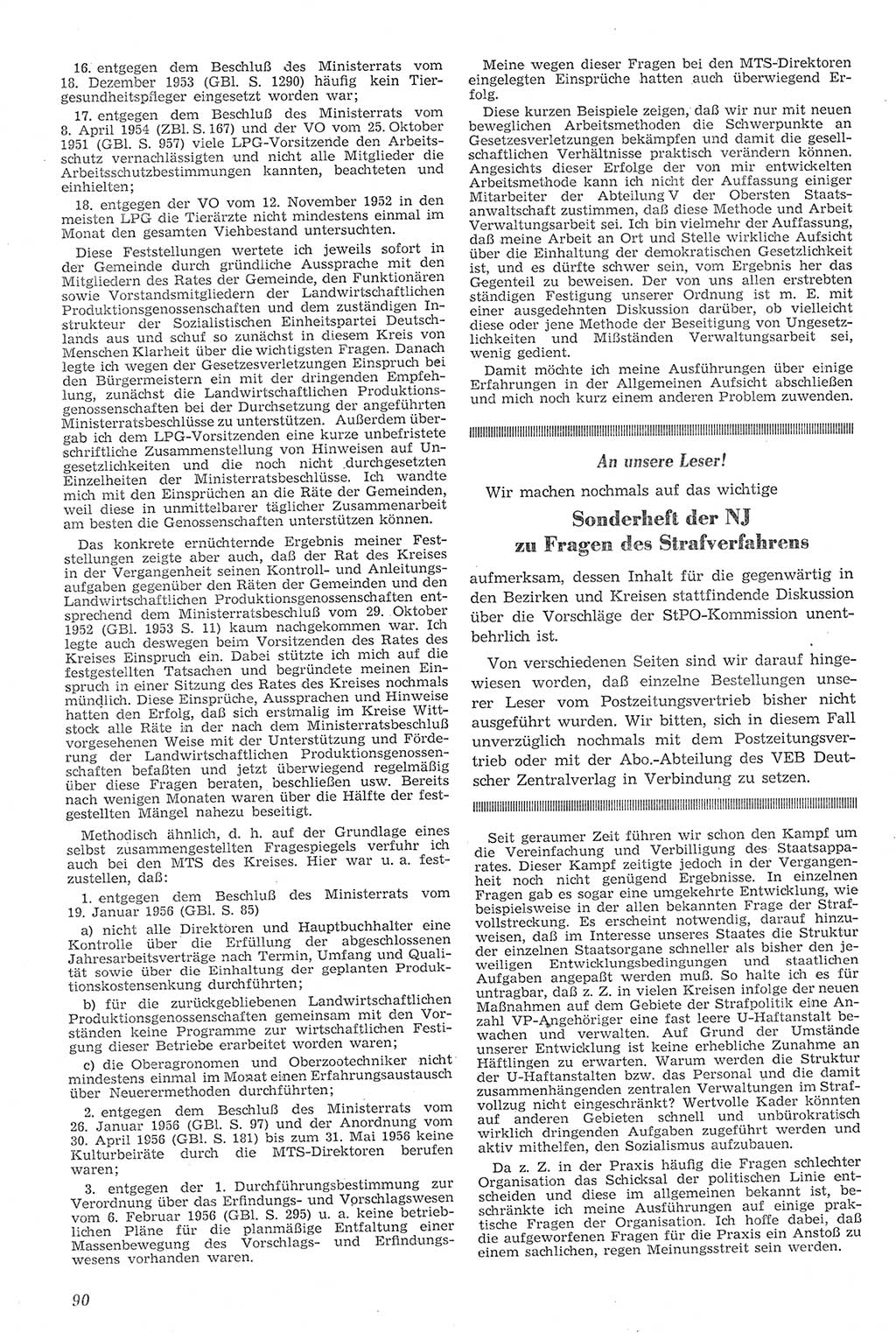 Neue Justiz (NJ), Zeitschrift für Recht und Rechtswissenschaft [Deutsche Demokratische Republik (DDR)], 11. Jahrgang 1957, Seite 90 (NJ DDR 1957, S. 90)