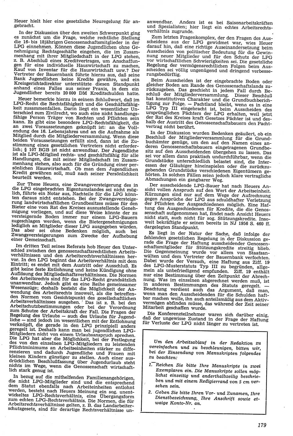 Neue Justiz (NJ), Zeitschrift für Recht und Rechtswissenschaft [Deutsche Demokratische Republik (DDR)], 11. Jahrgang 1957, Seite 179 (NJ DDR 1957, S. 179)