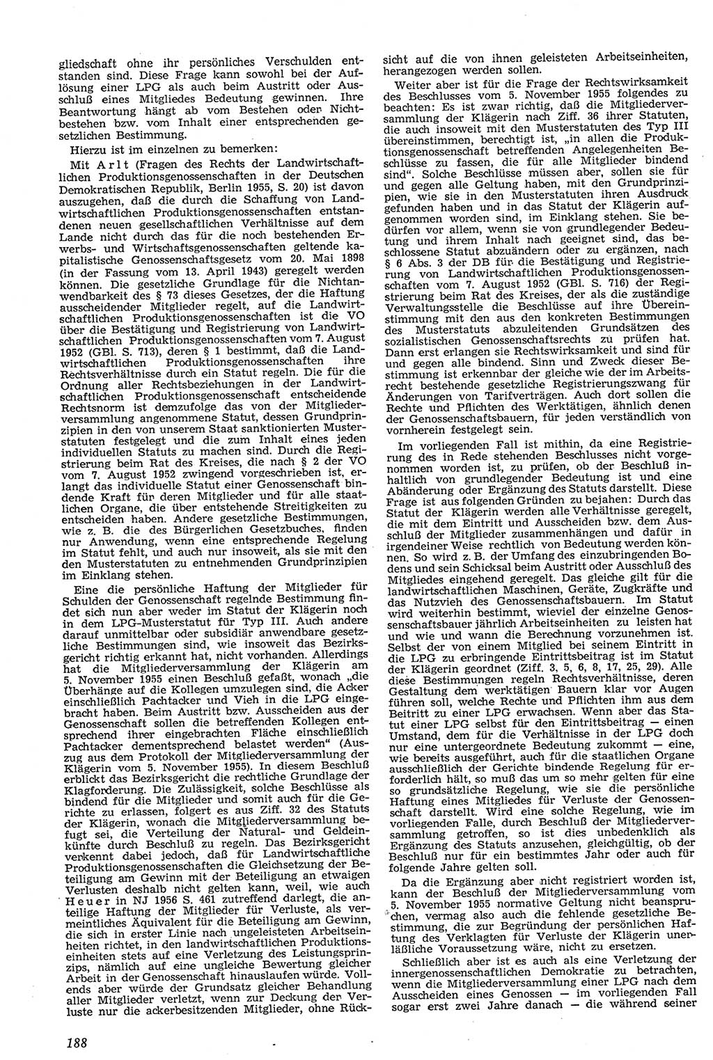 Neue Justiz (NJ), Zeitschrift für Recht und Rechtswissenschaft [Deutsche Demokratische Republik (DDR)], 11. Jahrgang 1957, Seite 188 (NJ DDR 1957, S. 188)