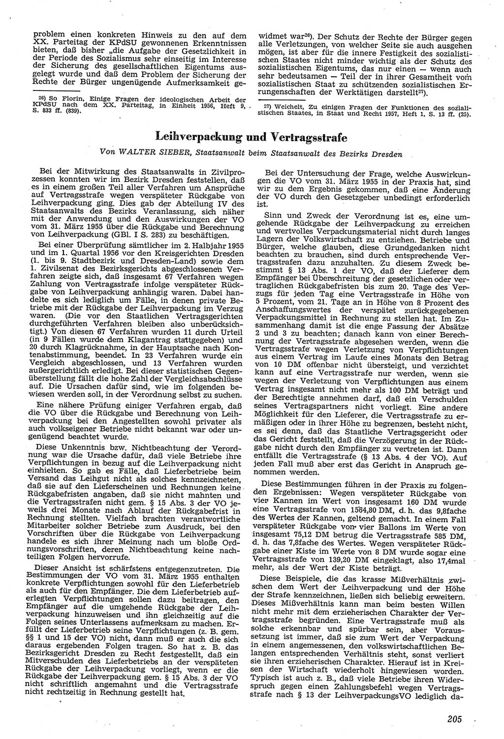 Neue Justiz (NJ), Zeitschrift für Recht und Rechtswissenschaft [Deutsche Demokratische Republik (DDR)], 11. Jahrgang 1957, Seite 205 (NJ DDR 1957, S. 205)
