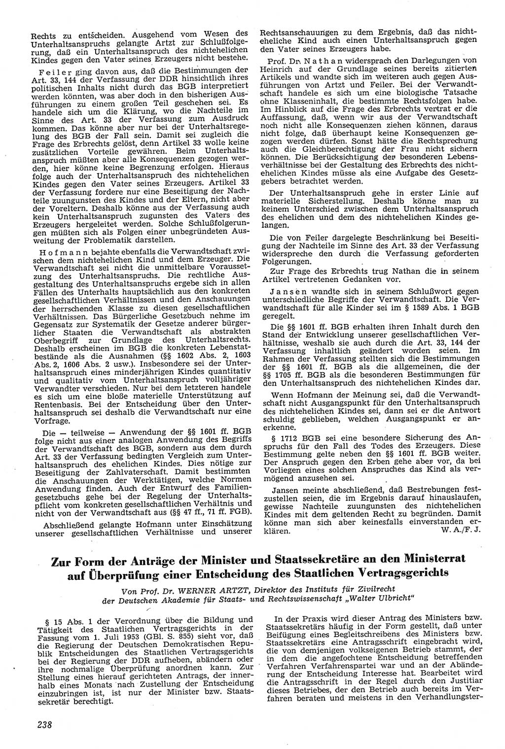 Neue Justiz (NJ), Zeitschrift für Recht und Rechtswissenschaft [Deutsche Demokratische Republik (DDR)], 11. Jahrgang 1957, Seite 238 (NJ DDR 1957, S. 238)