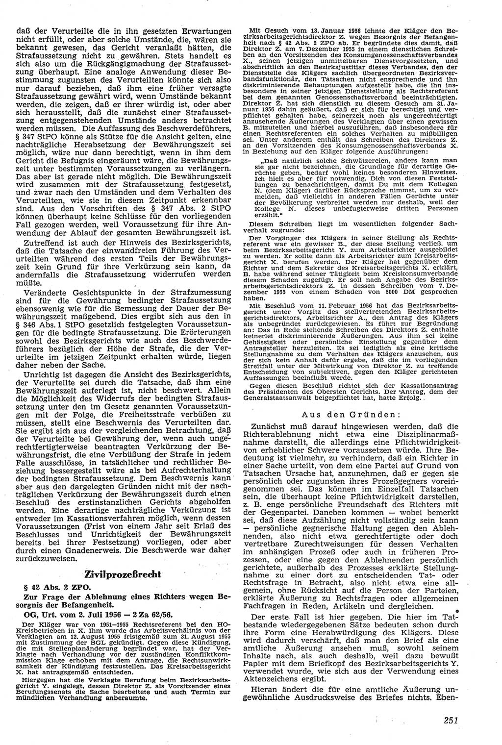 Neue Justiz (NJ), Zeitschrift für Recht und Rechtswissenschaft [Deutsche Demokratische Republik (DDR)], 11. Jahrgang 1957, Seite 251 (NJ DDR 1957, S. 251)
