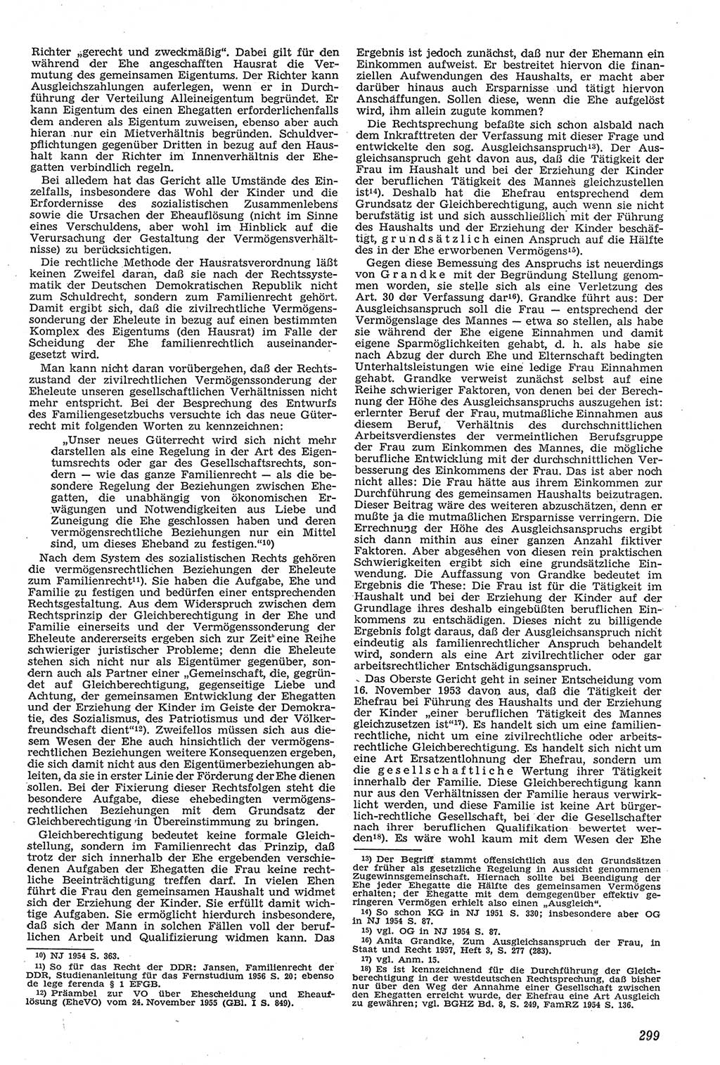 Neue Justiz (NJ), Zeitschrift für Recht und Rechtswissenschaft [Deutsche Demokratische Republik (DDR)], 11. Jahrgang 1957, Seite 299 (NJ DDR 1957, S. 299)