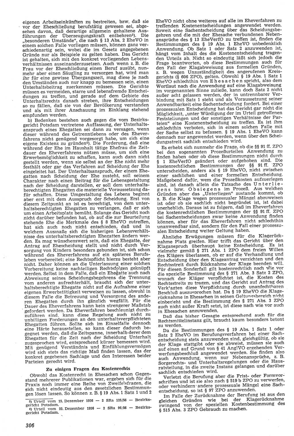 Neue Justiz (NJ), Zeitschrift für Recht und Rechtswissenschaft [Deutsche Demokratische Republik (DDR)], 11. Jahrgang 1957, Seite 306 (NJ DDR 1957, S. 306)