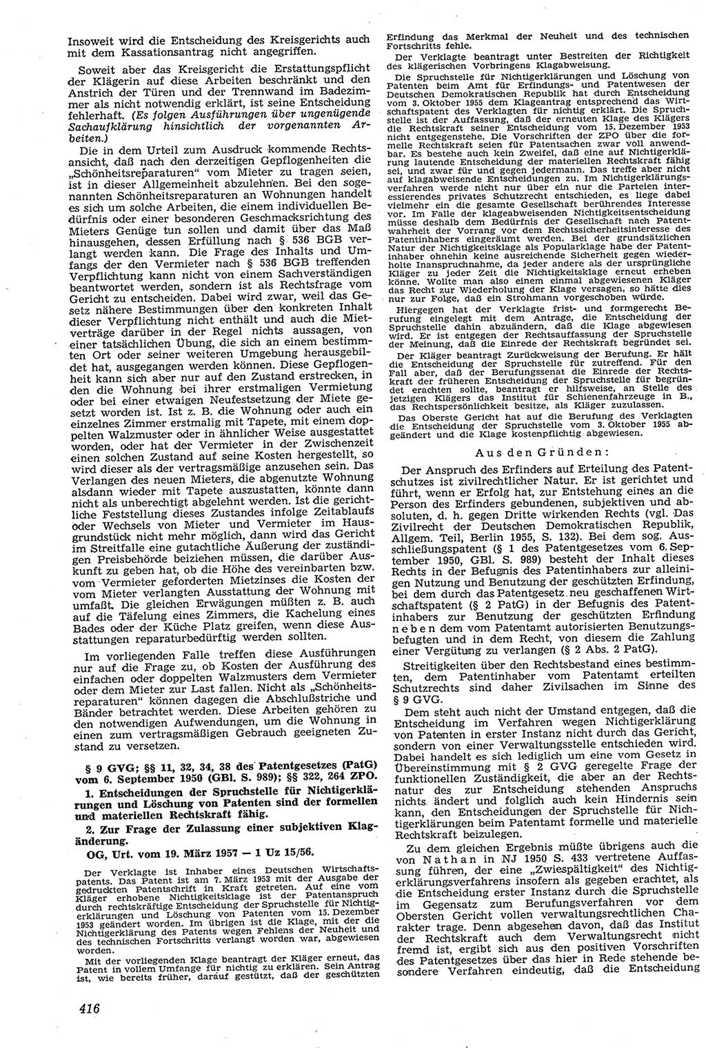 Neue Justiz (NJ), Zeitschrift für Recht und Rechtswissenschaft [Deutsche Demokratische Republik (DDR)], 11. Jahrgang 1957, Seite 416 (NJ DDR 1957, S. 416)