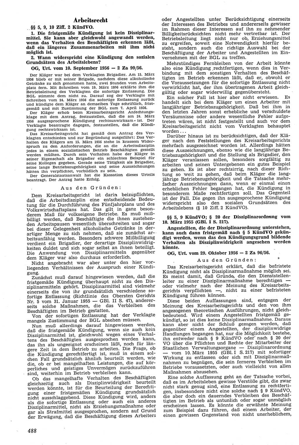 Neue Justiz (NJ), Zeitschrift für Recht und Rechtswissenschaft [Deutsche Demokratische Republik (DDR)], 11. Jahrgang 1957, Seite 488 (NJ DDR 1957, S. 488)