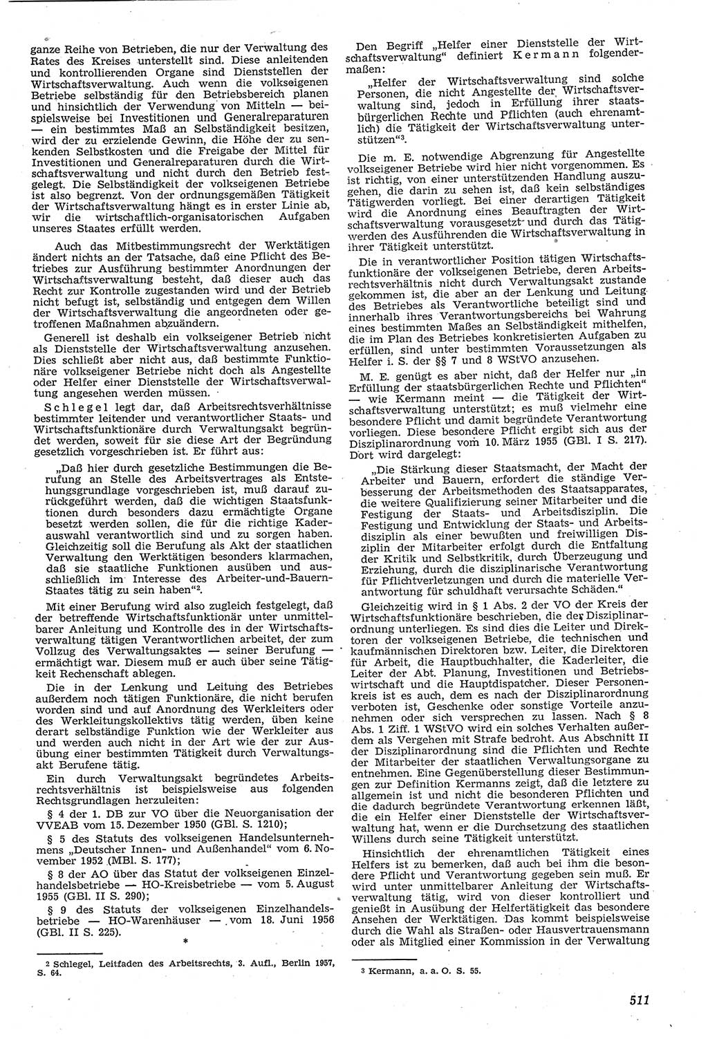 Neue Justiz (NJ), Zeitschrift für Recht und Rechtswissenschaft [Deutsche Demokratische Republik (DDR)], 11. Jahrgang 1957, Seite 511 (NJ DDR 1957, S. 511)