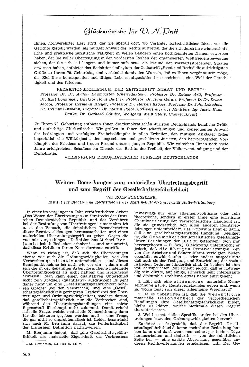 Neue Justiz (NJ), Zeitschrift für Recht und Rechtswissenschaft [Deutsche Demokratische Republik (DDR)], 11. Jahrgang 1957, Seite 566 (NJ DDR 1957, S. 566)