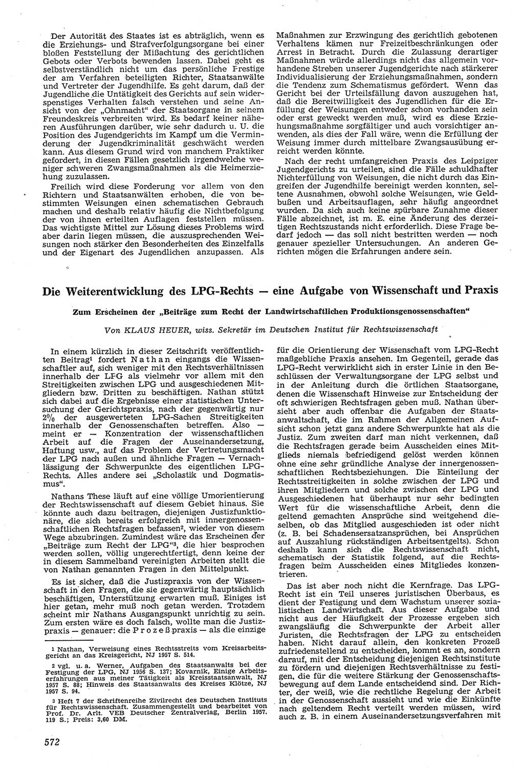 Neue Justiz (NJ), Zeitschrift für Recht und Rechtswissenschaft [Deutsche Demokratische Republik (DDR)], 11. Jahrgang 1957, Seite 572 (NJ DDR 1957, S. 572)