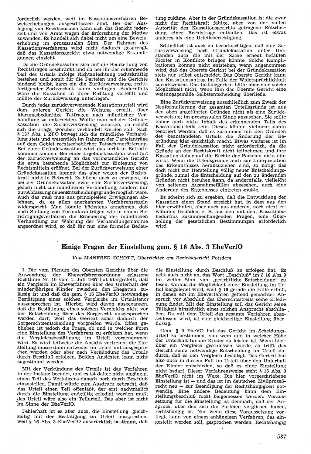 Neue Justiz (NJ), Zeitschrift für Recht und Rechtswissenschaft [Deutsche Demokratische Republik (DDR)], 11. Jahrgang 1957, Seite 587 (NJ DDR 1957, S. 587)