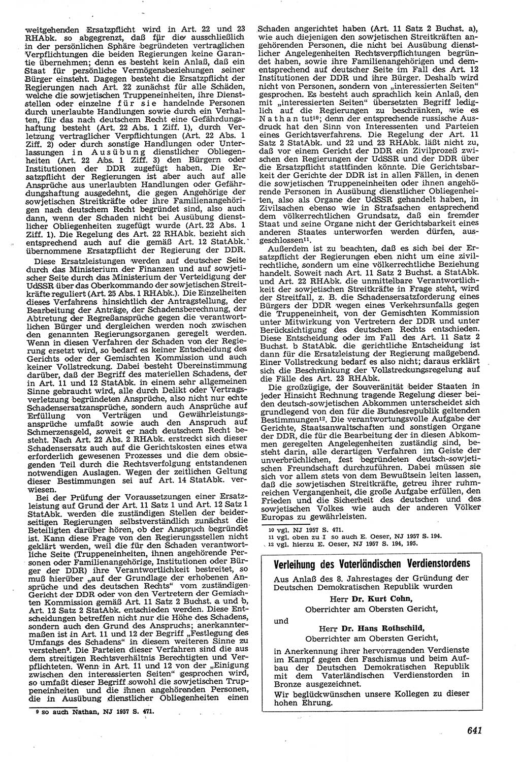 Neue Justiz (NJ), Zeitschrift für Recht und Rechtswissenschaft [Deutsche Demokratische Republik (DDR)], 11. Jahrgang 1957, Seite 641 (NJ DDR 1957, S. 641)