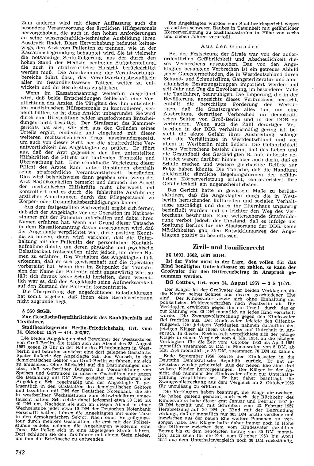 Neue Justiz (NJ), Zeitschrift für Recht und Rechtswissenschaft [Deutsche Demokratische Republik (DDR)], 11. Jahrgang 1957, Seite 742 (NJ DDR 1957, S. 742)