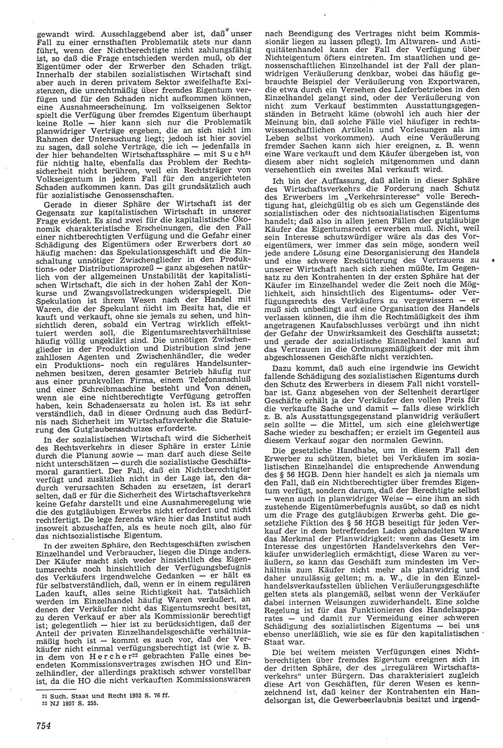 Neue Justiz (NJ), Zeitschrift für Recht und Rechtswissenschaft [Deutsche Demokratische Republik (DDR)], 11. Jahrgang 1957, Seite 754 (NJ DDR 1957, S. 754)