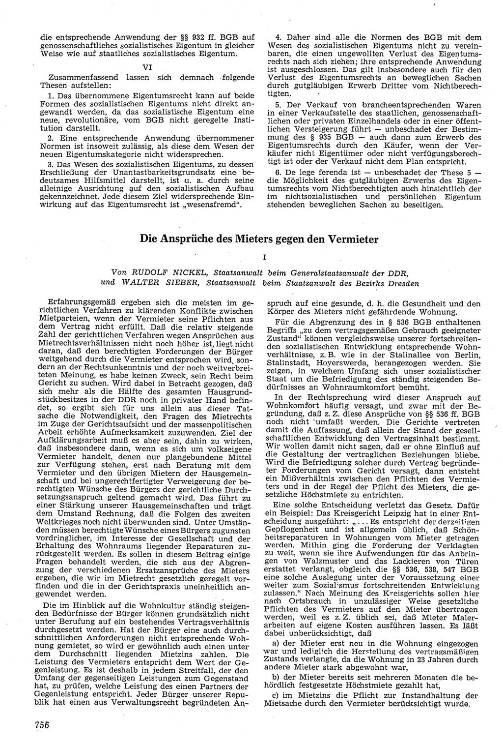 Neue Justiz (NJ), Zeitschrift für Recht und Rechtswissenschaft [Deutsche Demokratische Republik (DDR)], 11. Jahrgang 1957, Seite 756 (NJ DDR 1957, S. 756)