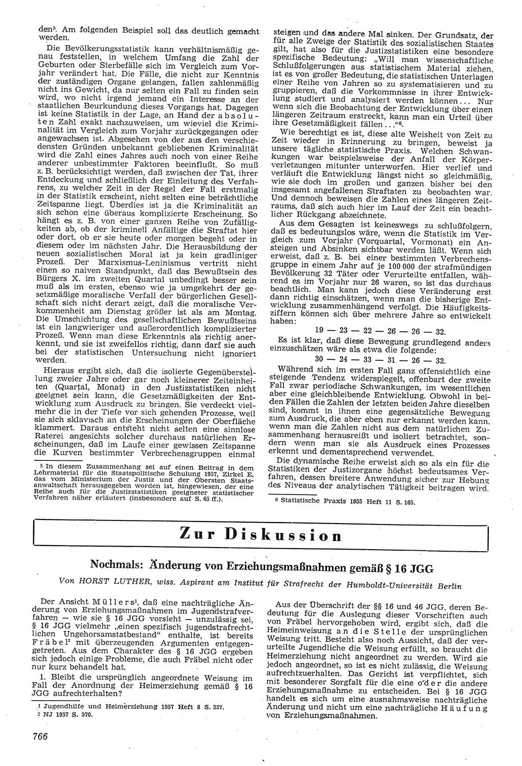 Neue Justiz (NJ), Zeitschrift für Recht und Rechtswissenschaft [Deutsche Demokratische Republik (DDR)], 11. Jahrgang 1957, Seite 766 (NJ DDR 1957, S. 766)