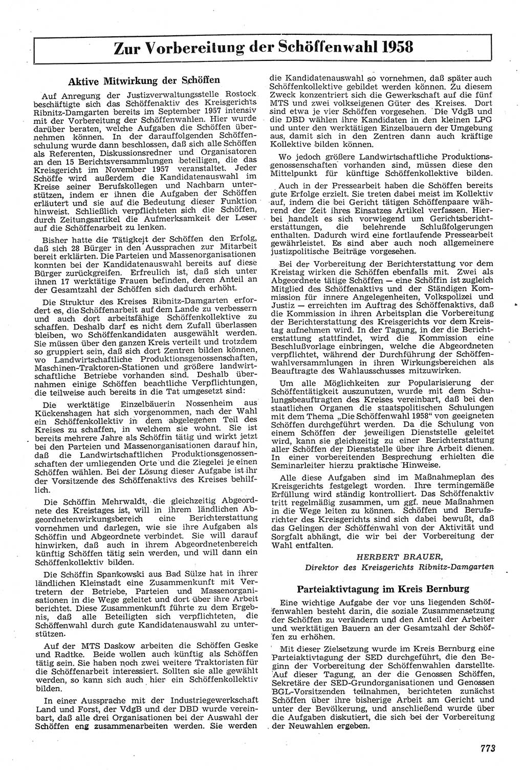 Neue Justiz (NJ), Zeitschrift für Recht und Rechtswissenschaft [Deutsche Demokratische Republik (DDR)], 11. Jahrgang 1957, Seite 773 (NJ DDR 1957, S. 773)