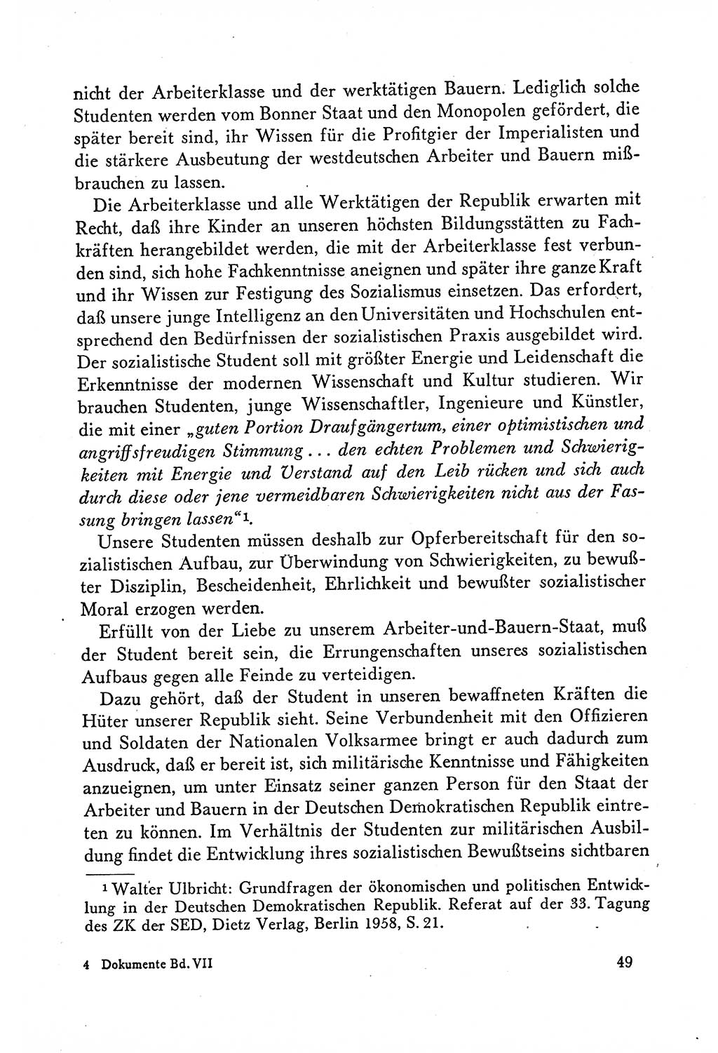 Dokumente der Sozialistischen Einheitspartei Deutschlands (SED) [Deutsche Demokratische Republik (DDR)] 1958-1959, Seite 49 (Dok. SED DDR 1958-1959, S. 49)