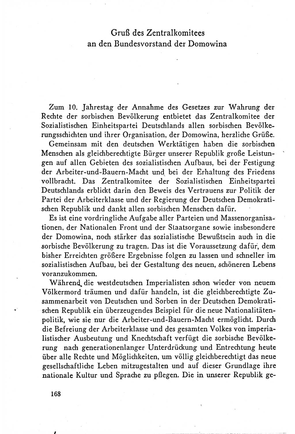 Dokumente der Sozialistischen Einheitspartei Deutschlands (SED) [Deutsche Demokratische Republik (DDR)] 1958-1959, Seite 168 (Dok. SED DDR 1958-1959, S. 168)