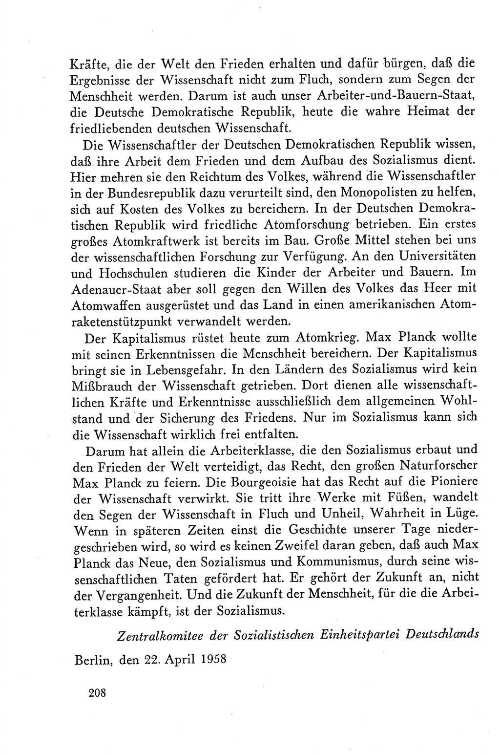 Dokumente der Sozialistischen Einheitspartei Deutschlands (SED) [Deutsche Demokratische Republik (DDR)] 1958-1959, Seite 208 (Dok. SED DDR 1958-1959, S. 208)