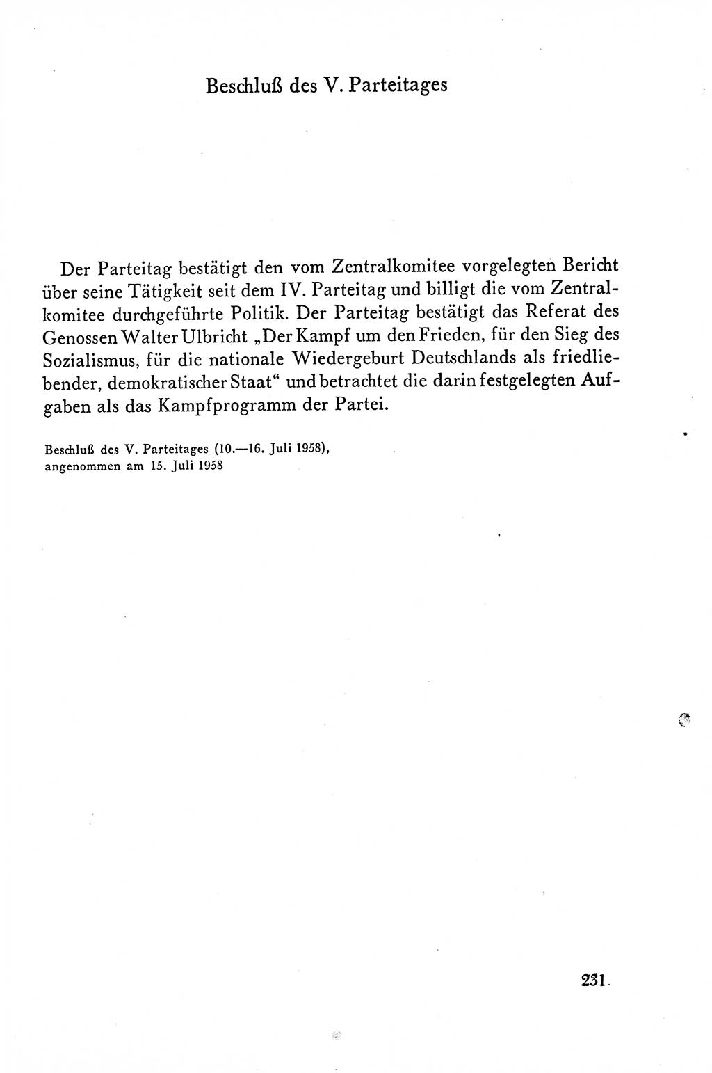 Dokumente der Sozialistischen Einheitspartei Deutschlands (SED) [Deutsche Demokratische Republik (DDR)] 1958-1959, Seite 231 (Dok. SED DDR 1958-1959, S. 231)