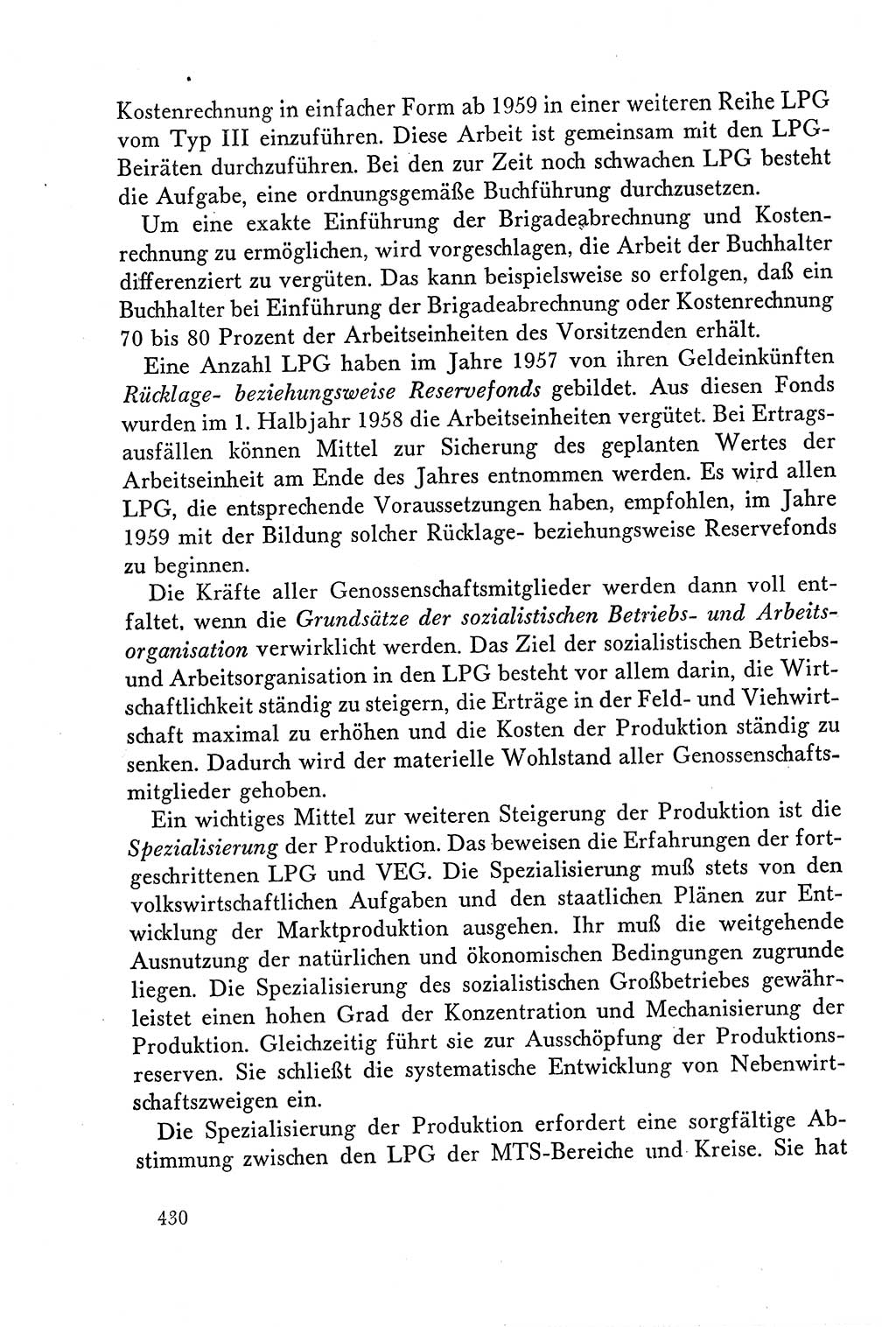 Dokumente der Sozialistischen Einheitspartei Deutschlands (SED) [Deutsche Demokratische Republik (DDR)] 1958-1959, Seite 430 (Dok. SED DDR 1958-1959, S. 430)