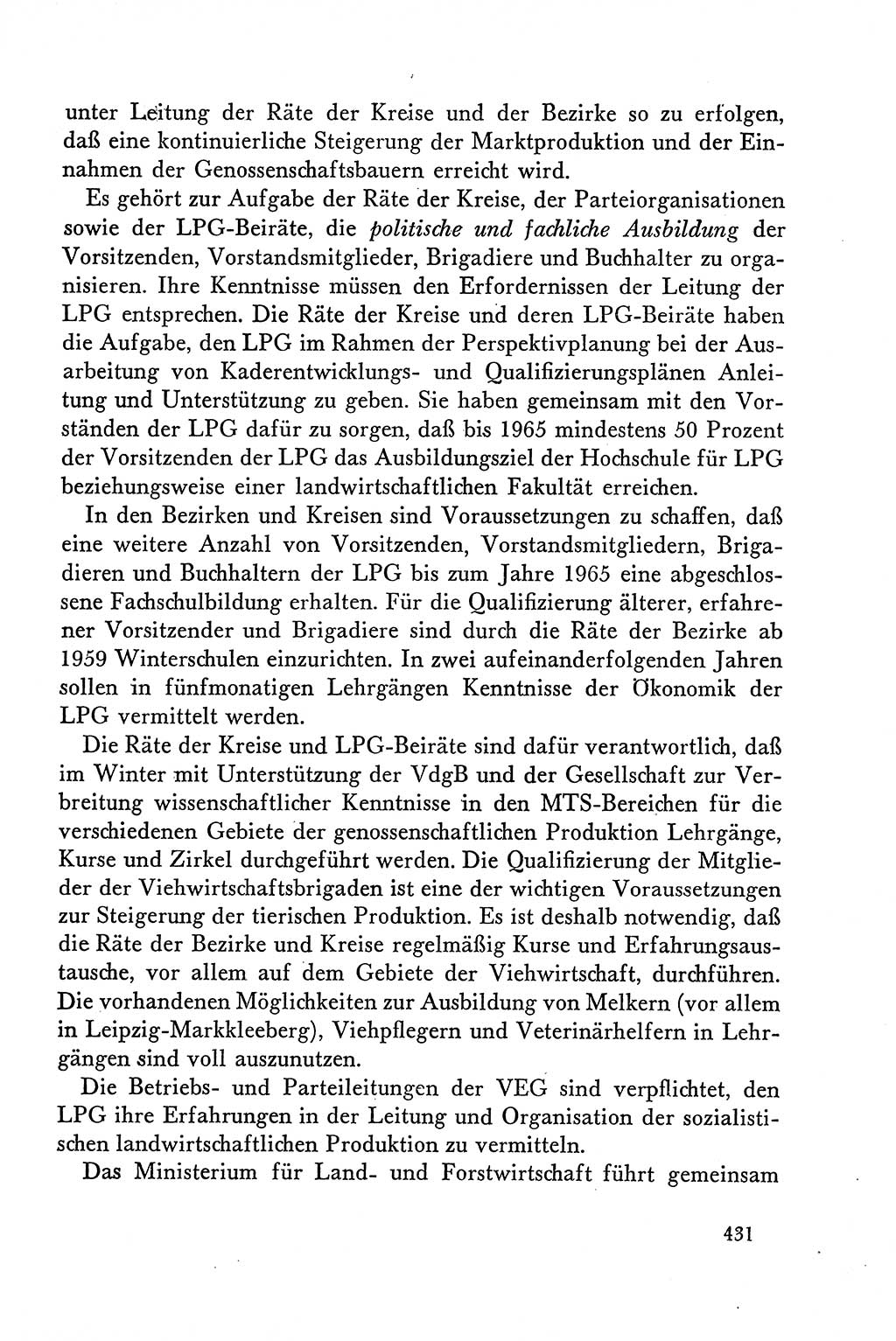 Dokumente der Sozialistischen Einheitspartei Deutschlands (SED) [Deutsche Demokratische Republik (DDR)] 1958-1959, Seite 431 (Dok. SED DDR 1958-1959, S. 431)
