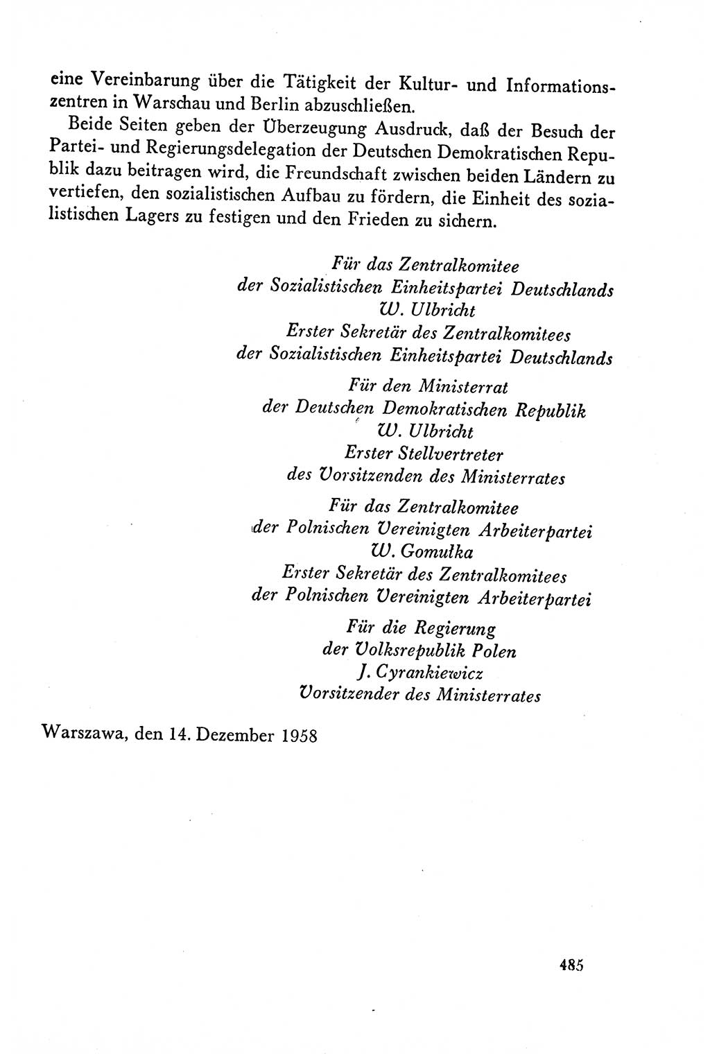 Dokumente der Sozialistischen Einheitspartei Deutschlands (SED) [Deutsche Demokratische Republik (DDR)] 1958-1959, Seite 485 (Dok. SED DDR 1958-1959, S. 485)