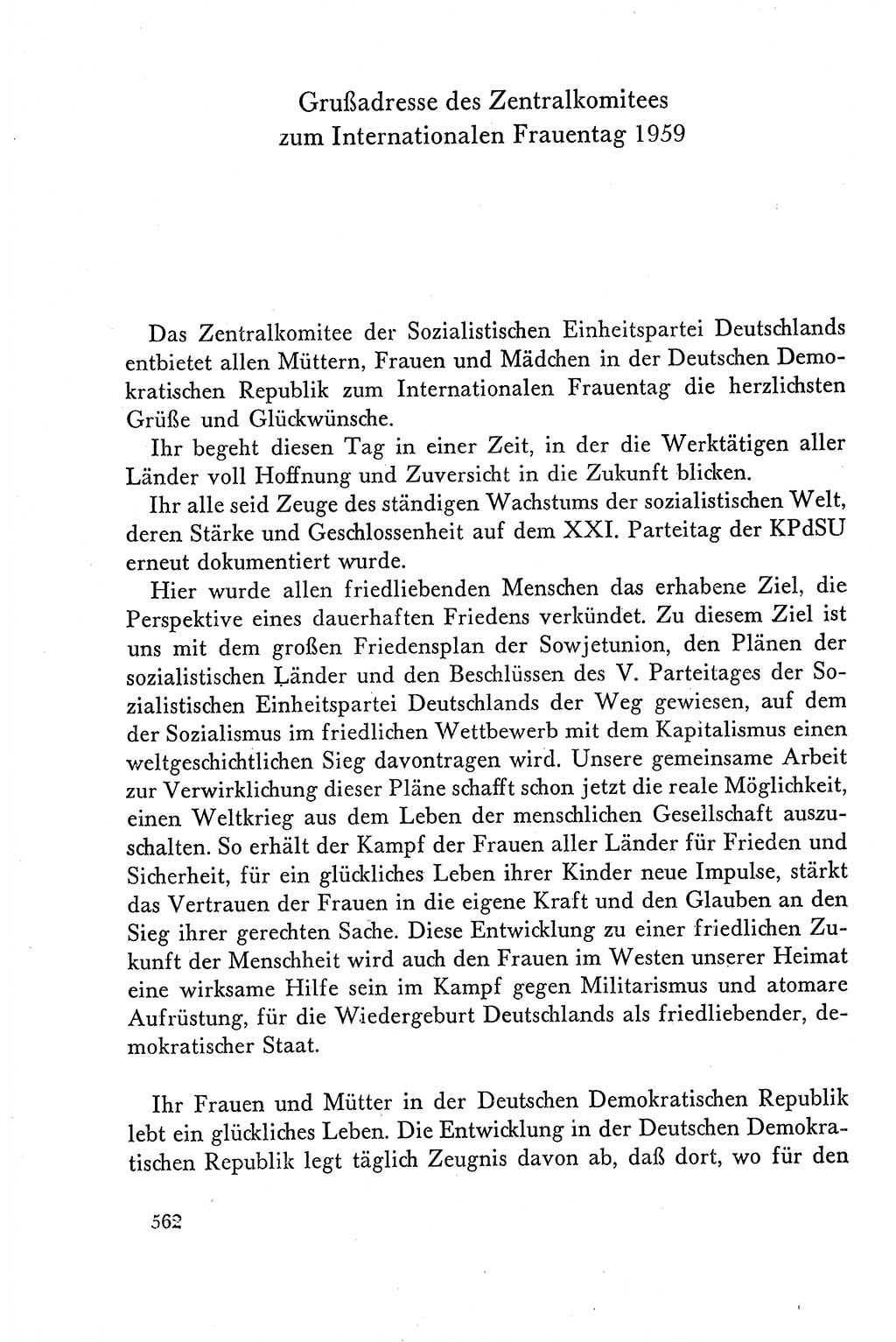 Dokumente der Sozialistischen Einheitspartei Deutschlands (SED) [Deutsche Demokratische Republik (DDR)] 1958-1959, Seite 562 (Dok. SED DDR 1958-1959, S. 562)