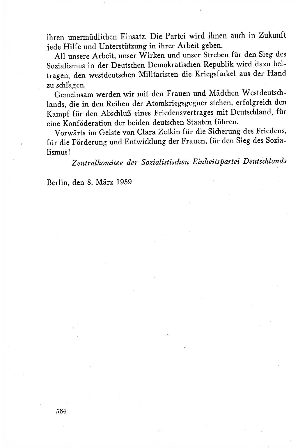 Dokumente der Sozialistischen Einheitspartei Deutschlands (SED) [Deutsche Demokratische Republik (DDR)] 1958-1959, Seite 564 (Dok. SED DDR 1958-1959, S. 564)