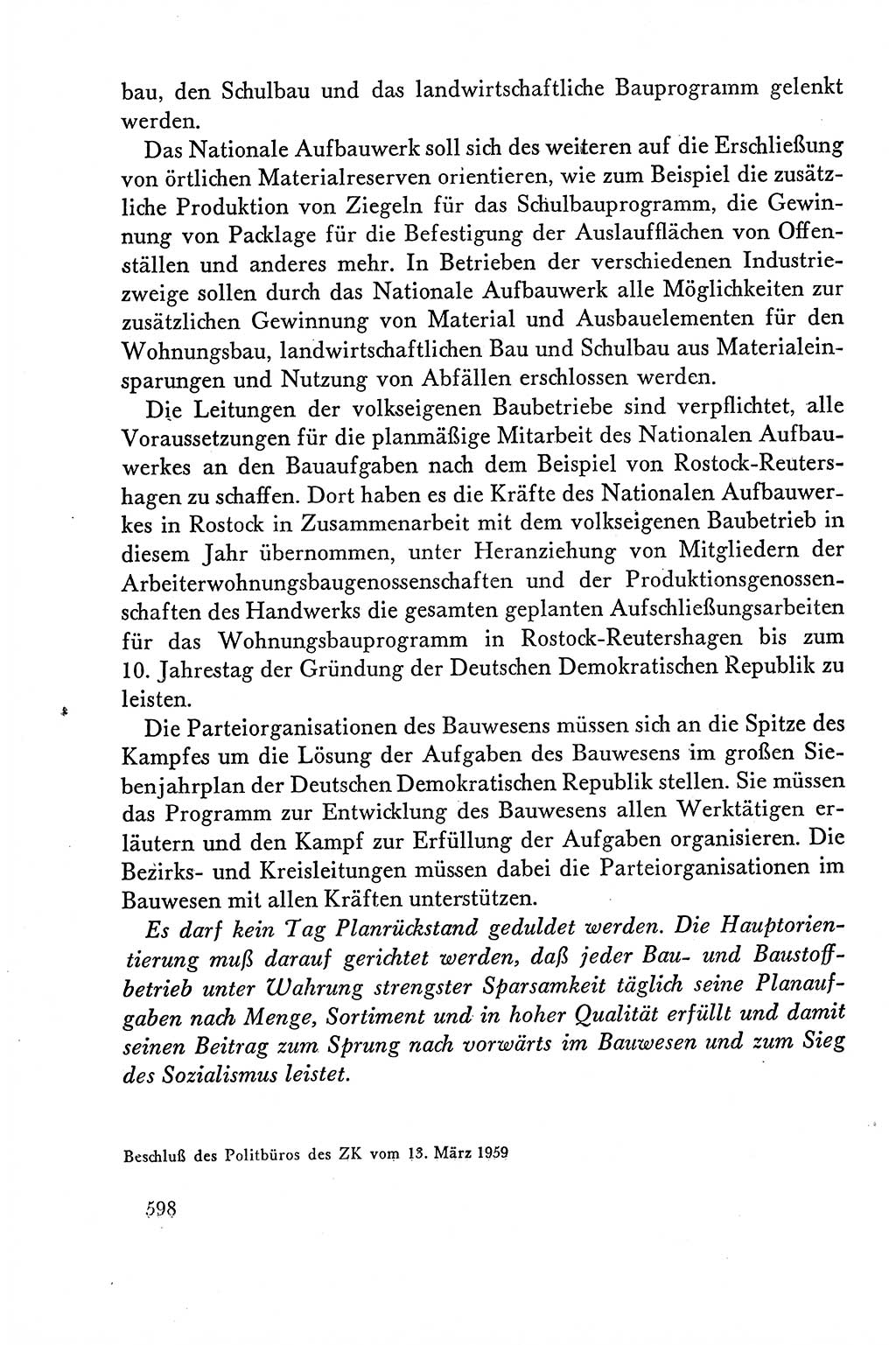 Dokumente der Sozialistischen Einheitspartei Deutschlands (SED) [Deutsche Demokratische Republik (DDR)] 1958-1959, Seite 598 (Dok. SED DDR 1958-1959, S. 598)