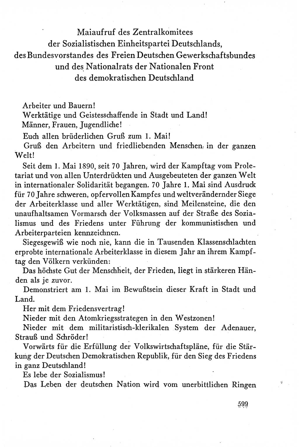 Dokumente der Sozialistischen Einheitspartei Deutschlands (SED) [Deutsche Demokratische Republik (DDR)] 1958-1959, Seite 599 (Dok. SED DDR 1958-1959, S. 599)