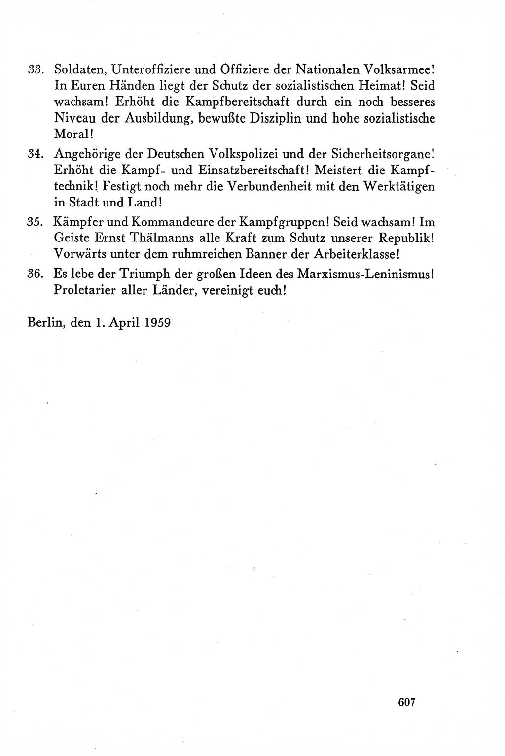 Dokumente der Sozialistischen Einheitspartei Deutschlands (SED) [Deutsche Demokratische Republik (DDR)] 1958-1959, Seite 607 (Dok. SED DDR 1958-1959, S. 607)