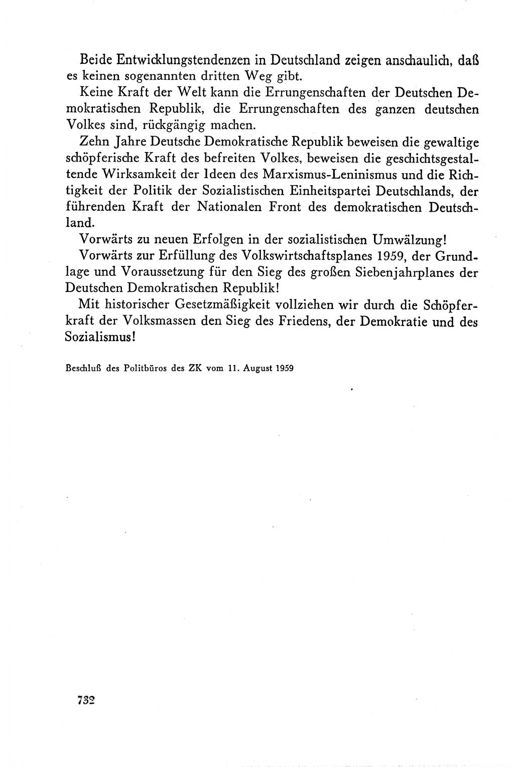 Dokumente der Sozialistischen Einheitspartei Deutschlands (SED) [Deutsche Demokratische Republik (DDR)] 1958-1959, Seite 732 (Dok. SED DDR 1958-1959, S. 732)