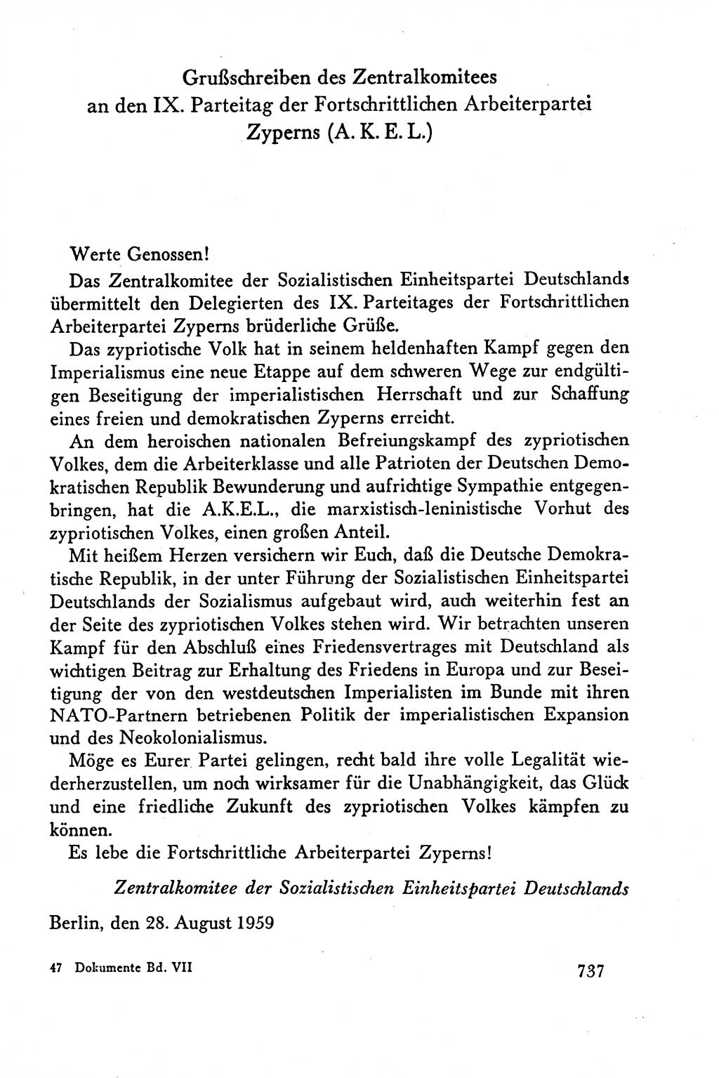 Dokumente der Sozialistischen Einheitspartei Deutschlands (SED) [Deutsche Demokratische Republik (DDR)] 1958-1959, Seite 737 (Dok. SED DDR 1958-1959, S. 737)