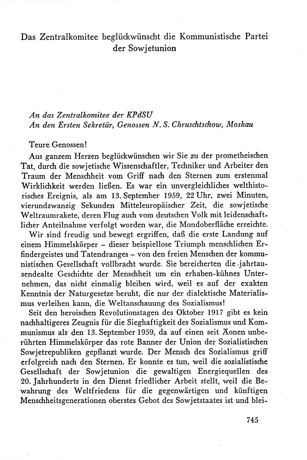 Dokumente der Sozialistischen Einheitspartei Deutschlands (SED) [Deutsche Demokratische Republik (DDR)] 1958-1959, Seite 745 (Dok. SED DDR 1958-1959, S. 745)