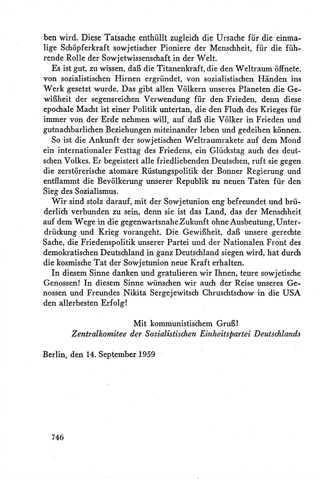 Dokumente der Sozialistischen Einheitspartei Deutschlands (SED) [Deutsche Demokratische Republik (DDR)] 1958-1959, Seite 746 (Dok. SED DDR 1958-1959, S. 746)