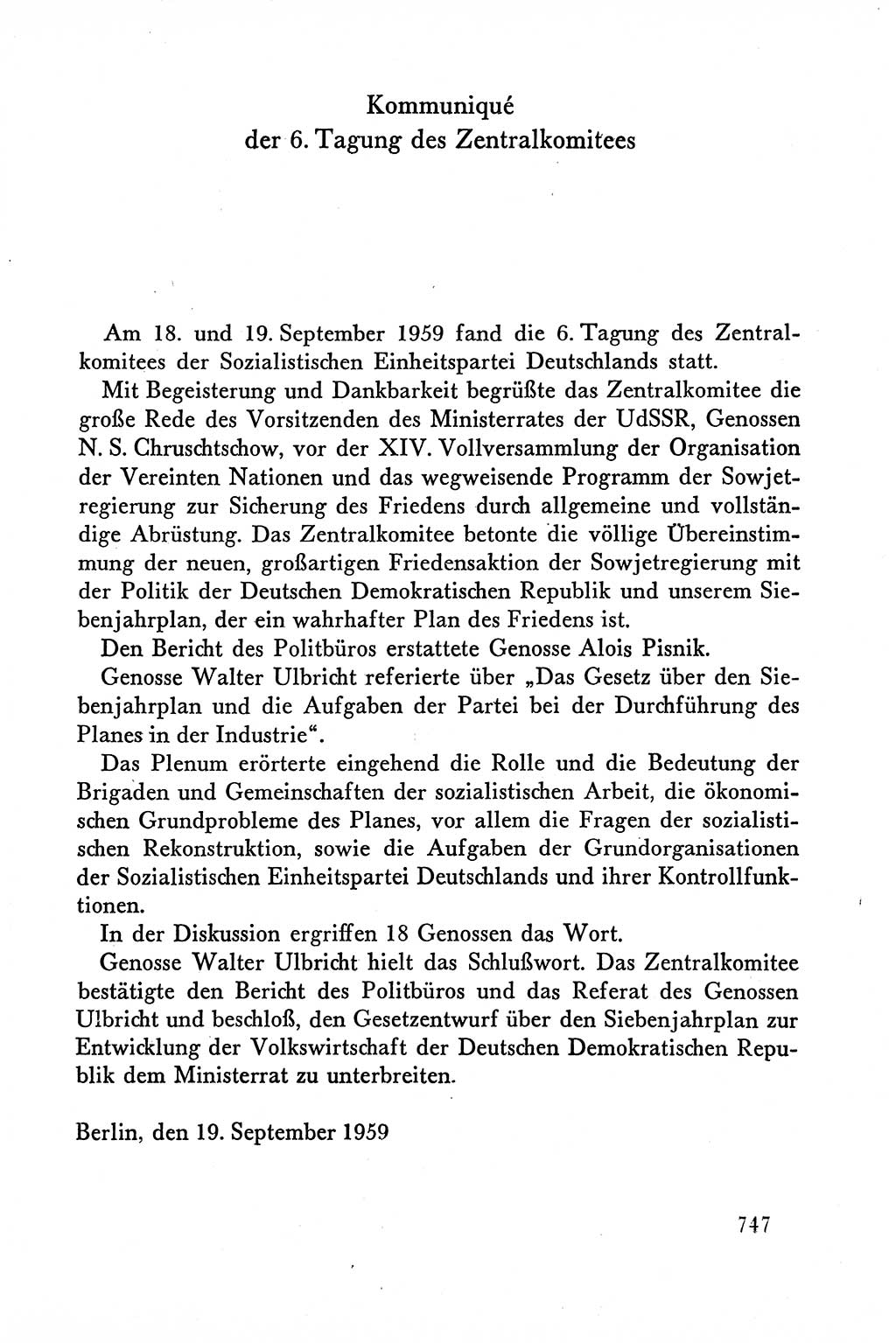 Dokumente der Sozialistischen Einheitspartei Deutschlands (SED) [Deutsche Demokratische Republik (DDR)] 1958-1959, Seite 747 (Dok. SED DDR 1958-1959, S. 747)