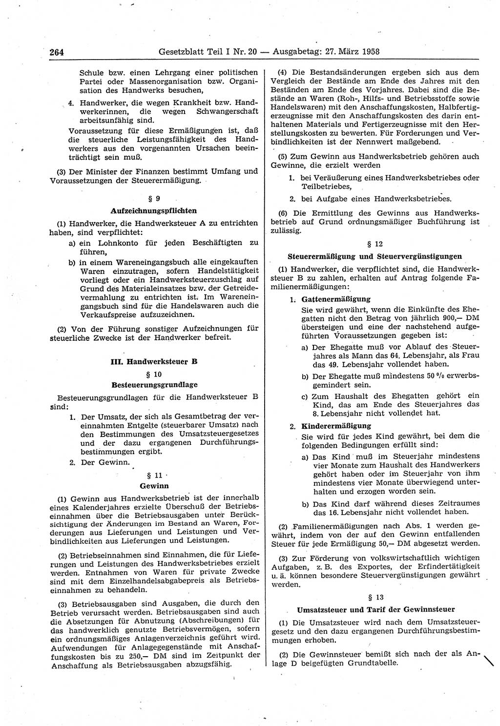 Gesetzblatt (GBl.) der Deutschen Demokratischen Republik (DDR) Teil Ⅰ 1958, Seite 264 (GBl. DDR Ⅰ 1958, S. 264)