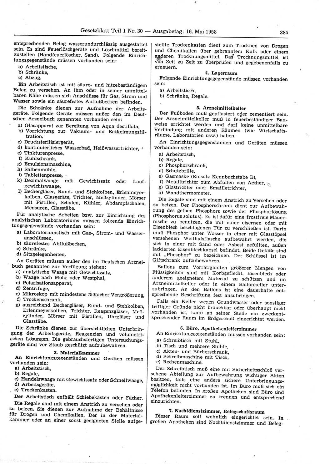 Gesetzblatt (GBl.) der Deutschen Demokratischen Republik (DDR) Teil Ⅰ 1958, Seite 385 (GBl. DDR Ⅰ 1958, S. 385)