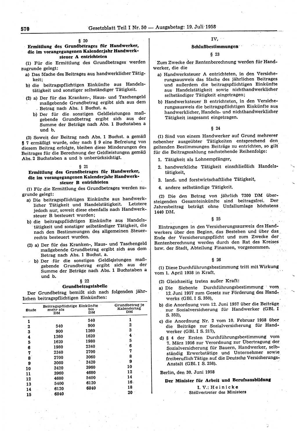 Gesetzblatt (GBl.) der Deutschen Demokratischen Republik (DDR) Teil Ⅰ 1958, Seite 570 (GBl. DDR Ⅰ 1958, S. 570)